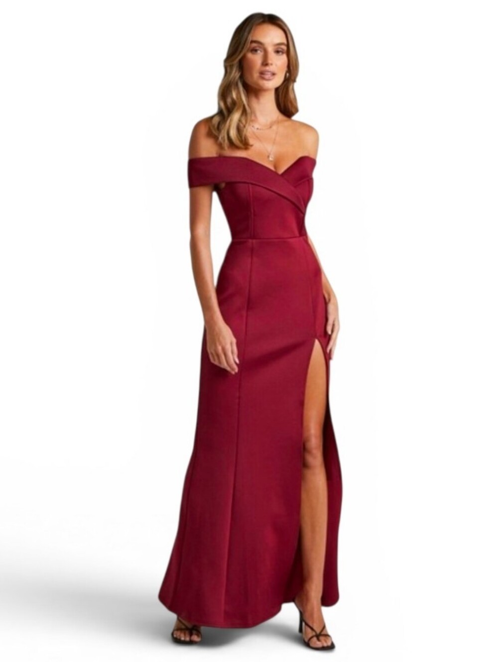 SHOWPO. One For The Money Bodycon Off Shoulder Dress in Wine - Size 4